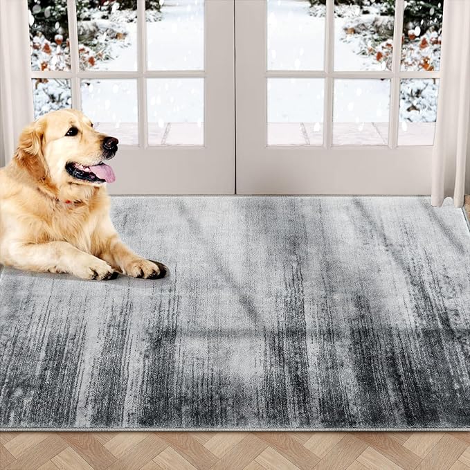 COMSLE Door Mat Soft Absorbent Indoor Front Entryway Rug Machine Washable Entrance Mats for Muddy Paws Non Slip Throw Rugs 32" x 48" Doormat for Inside Foyer Bedroom - Gray
