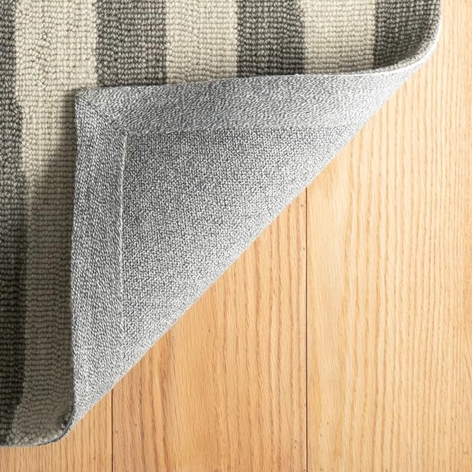 Dash & Albert Silas Stripe Grey Hand Micro Hooked Wool Rug, 3 X 5 Feet, Grey Stripe Pattern - Premium Luxury Hotel Quality Soft Breathable Hypoallergenic Machine Washable Easy Care All Season
