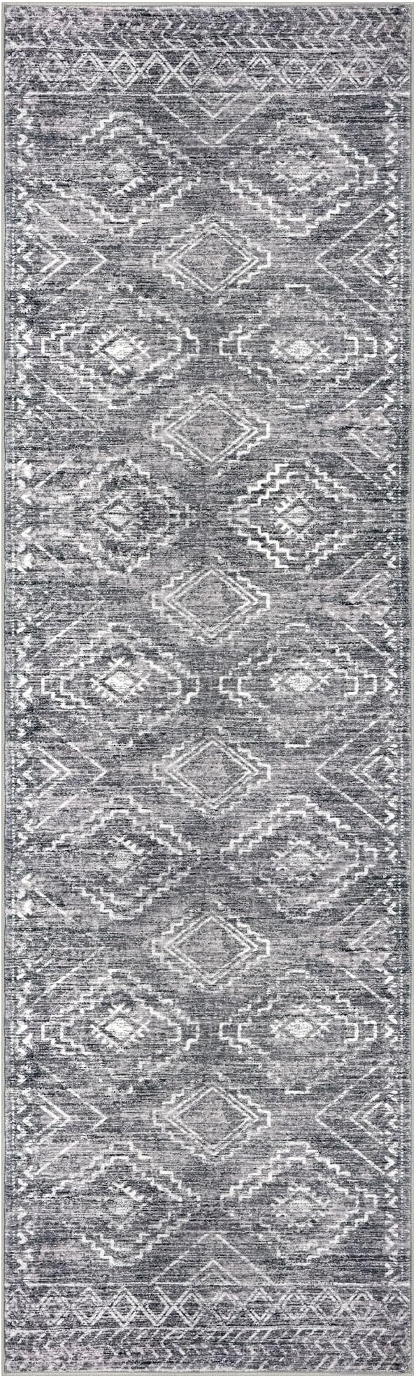KILOCOCO Hallway Runner Rug 3'x10' Runners for Hallways Washable Runner Rug Non Slip Rubber Backed Low-Pile Runners for Bedroom Kitchen Living Room Laundry Room Boho Rugs, Grey