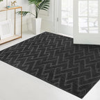 PURRUGS Easy Care Area Rug 4ft x 6ft, Non-Slip Machine Washable Entry Rug, Dog Door Mat, Stain Resistant Accent Rug for Hallway, Bedroom, Living Room and Mudroom, Black