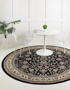 Unique Loom Sialk Hill Collection Area Rug - Washington (4' 1" Round Black/Gray)