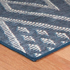 Dash & Albert Guthrie Navy Machine Washable Rug, 3 X 5 Feet, Blue Geometric Pattern
