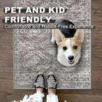 KILOCOCO Boho Entryway Rug 3x5 Area Rug Washable Non Slip Throw Rugs Soft for Kitchen Living Room Dining Bedroom Geometric Moroccan Carpet, Taupe