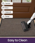 DEXI Ultra Thin Entryway Door Mat 32x48, Non Slip Rubber Backing Inside Entry Mat, Low Profile Easy Clean Dirt Trapper Doormat for Inside Entrance Patio, Black