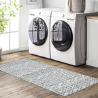 KUTA Boho Washable Runner Rug 2x5 ft Grey Moroccan Washable Runners for Hallways Non-Slip Vintage Kitchen Rug Ultra Soft Distressed Geometric Floor Carpet for Bedroom Laundry Living Room