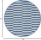 Unique Loom Outdoor Striped Collection Area Rug - Striped (4' 1" Round, Blue/Ivory)