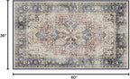 RUGGABLE Washable Vintage Area Rug – Kamran Royal Blue 3x5, Stain-Resistant, Non-Slip – Small Machine Washable Rugs for Living Room, Bedroom, Hallway, Entryway & Office–with Cushioned Pad