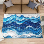 5x7 Ocean Waves Rugs for Bedroom - Abstract Waves Print Rug, Abstract Art Rug Non Slip Soft Rugs for Living Room Hardwood Floors Teen Room