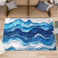6x9 Ocean Waves Living Room Rug - Abstract Waves Bedroom Carpet, Abstract Art Classroom Rug for Carpet Boy Bedroom Office Nursery Hardwood Home Decor