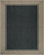 Moynesa Striped Border Easy Jute Outdoor Rug 8x10, Washable Indoor Outdoor Patio Area Rugs for Living Room Non Slip, Modern Classic Farmhouse Carpet for Dining Room Table, Black