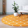 Rugs.com Lattice Frieze Collection Rug – 5' Round Orange Medium Rug Perfect for Kitchens, Dining Rooms