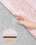 Art&Tuft Non-Slip Runner Rug - 2x10 Runner Rug Washable Low-Pile Rugs Runners, Soft Distressed Carpet Runner for Bedroom Bathroom Kitchen Laundry Living Room, Lightpink