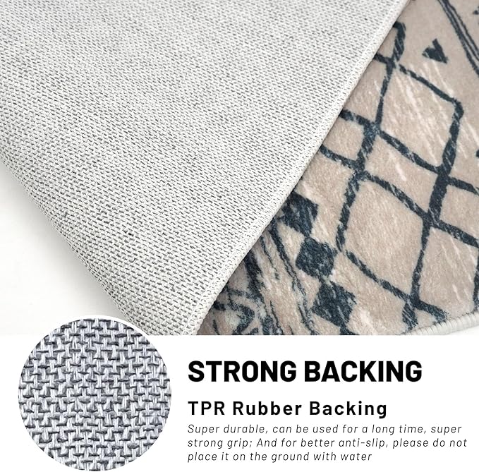 KUTA Boho Runners for Hallways 2x8 Light Brown Black Moroccan Washable Runner Rug Non-Slip Vintage Kitchen Rugs Ultra Soft Distressed Geometric Floor Carpet for Bedroom Laundry Living Room