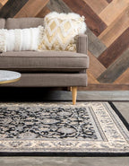 Rugs.com Yasmin Collection Rug – 7' x 10' Black Medium Rug Perfect for Bedrooms, Dining Rooms, Living Rooms
