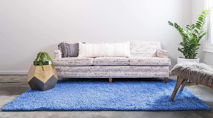 Unique Loom Solid Shag Collection Area Rug (2' 2" x 3' 1" Rectangle, Periwinkle Blue)