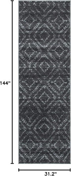 SAFAVIEH Adirondack Collection Runner Rug - 2'6" x 12', Dark Grey & Grey, Modern Diamond Distressed Design, Non-Shedding & Easy Care, Ideal for High Traffic Areas in Living Room, Bedroom (ADR131F)