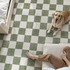 LIVEBOX Machine Washable Area Rug 6x9 Checkered, Non Slip Soft Large Bedroom Living Room Rug Farmhouse Neutral Classic Geometric Pattern Boys Rug, Indoor Carpet for Den Dorm Playroom(Sage Green,6'x9')