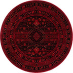 Unique Loom Tekke Collection Area Rug - Sheibani (3' 3" Round, Red/ Black)