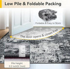 Washable Area Rugs 5'x8' Non-Slip Modern Abstract Soft for Living Room Entryway Bedroom Nursery, Print Pattern, Black Gray
