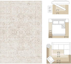 Fmfunctex 2x6 Hallway Runner Rug Beige Vintage Neutral Washable Distressed Non Slip Low Pile Traditional Indoor Carpet Soft Retro Entryway Rug for Kitchen Living Room Bedroom Bathroom Laundry Entrance