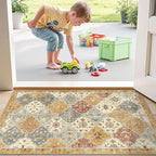 LUMI Indoor Door Mat 17x30, Washable Low Pile Entry Rug with Non-Slip Rubber Backing, Durable Welcome Mat for Entryway, Hallway, Patio, or Porch