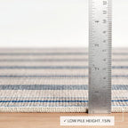 Dash and Albert Nimes Ticking Machine Washable Area Rug - 2.5' x 8' Runner Neutral Stripe Washable Accent Rug - Durable, High Traffic Kitchen, Mudroom, Hallways