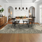 HelloTree Area Rug for Living Room 8x10 Washable Geometric Moroccan Rug Stripe Farmhouse Bohemian Minimalistic Non Slip Non Shedding Ultra Thin Soft Rug for Bedroom Office DiningRoom Nursery-Cream