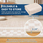 Washable Runner Rug 2x10 Modern Bordered Hallway Runner Rug Non Slip Kitchen Throw Carpet Checkered Bathroom Entryway Runner Rugs Low Pile Solid Area Rugs for Living Room Bedroom Nursery Sink, Beige