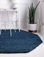 Unique Loom Solid Shag Collection Area Rug (4' Octagon, Sapphire Blue/ Navy Blue)
