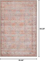 GLN Rugs Traditional Collection - Machine Washable Area Rug, Traditional Washable, Non Slip, Low Pile Chenille Rug, Living Room, Bedroom, Kitchen Rug (3' x 5' Terra/Multicolor 1153)