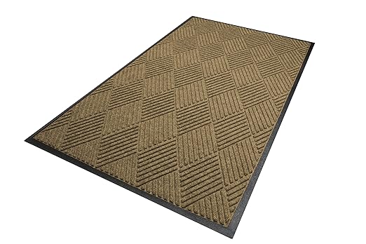 WaterHog Diamond | Commercial-Grade Entrance Mat with Rubber Border – Indoor/Outdoor, Quick Drying, Stain Resistant Door Mat (Camel, 2' x 3')