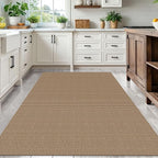 IOHOUZE Washable Area Rug 5x7 Non Slip Rubber Backed Woven Rugs for Living Room, Dining Room Rugs Bedroom Rug, Floor Carpet for Living Room Nursery Office, Orange/Tan/Brown