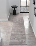 Annabel Modern Geometric Runner Rug for Kitchen, 2x7 Contemporary Arched and Linear Gray Runner, High-Low Pile Stain Resistant Carpet for Bedroom, Hallway or Entryway (2' x 7', Gray)