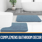 OLANLY Bathroom Rugs 24x16, Extra Soft Absorbent Chenille Bath Rugs, Rubber Backing Quick Dry, Machine Washable Bath Mats for Bathroom Floor, Tub and Shower, Home Decor Accessories, Airy Blue