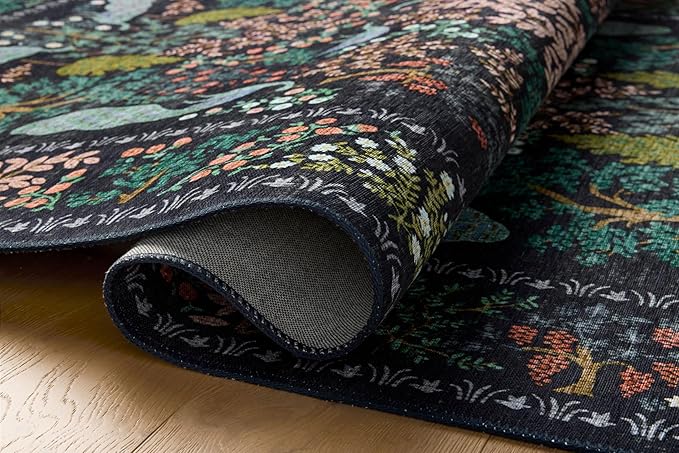 Loloi Rifle Paper Co. Canopy Collection CNP-05 Charcoal 3'-9" x 3'-9" Round Accent Rug