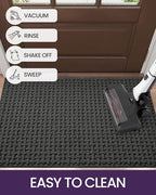 DEXI Front Entryway Door Mat Non Slip 17x30, Washable Entry Way Mats Inside Entrance Low Profile, Welcome Doormat Dirt Trapper for House Floor Home Porter Hall Backdoor Area, Dark Grey