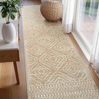 Wonnitar Moroccan Washable Area Rug 4x6, Non-Slip Rugs for Living Room, Boho Bedroom Throw Mat, Geometric Low Pile Floor Carpet for Home Office Mudroom Kitchen (Kakhi,4'x6')
