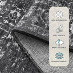 Lahome 5x7 Washable Black Area Rugs for Living Room, Non Slip Bedroom Rug, Stain Resistant Floor Dining Room Carpet for Office Entrance Decor