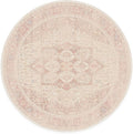RUGGABLE Washable Area Rug – Kamran Soft Pink 6 ft Round, Stain-Resistant, Non-Slip – Medium Machine Washable Rugs for Living Room, Bedroom, Hallway, Entryway & Office–with Standard Pad