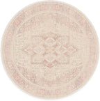 RUGGABLE Washable Area Rug – Kamran Soft Pink 6 ft Round, Stain-Resistant, Non-Slip – Medium Machine Washable Rugs for Living Room, Bedroom, Hallway, Entryway & Office–with Standard Pad