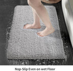 Gray Bathroom Runner Rug 24x59 Non Slip Fluffy Long Bath Mat for Bathroom Floor Washable Plush Luxury Bath Rug for Tub Absorbent Shower Sink Mat Bedside Rug