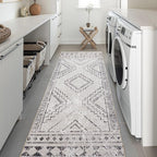 ILANGO Moroccan Runner Rugs for Hallway 2.5'x6' Machine Washable Area Rugs with Rubber Backing Modern Rugs Non Slip Carpet for Kitchen Indoor Floor Dedroom Farmhouse Dining Room, Foldable