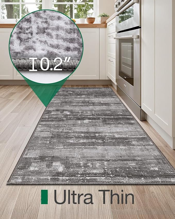LUMI Washable Kitchen Rug 2x6 for Floor, Non Slip Runner Rugs with Rubber Backing, Low Pile Comfort Area Carpet for Standing, Living Room, Entryway, Laundry, Hallways