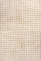 Nuloom Jeni Beige, 6' Square, Solid Faux Rabbit, Fluffy and Cozy, High Traffic, Stain Resistant, Easy Clean, Durable Washable Area Rug for Bedroom, Living Room, Dining, Den, Foyer, Entryway