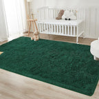 Andency Emerald Green Soft Area Rugs for Living Room Bedroom, 3x5 Non-Slip Fluffy Shag Carpet, Indoor Floor Fuzzy Shaggy Living Room Plush Rug for Kids Dorm Nursery Home Decor Aesthetic