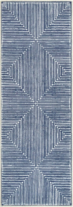 Bloom Rugs Washable Non-Slip 10 ft Runner - Blue Striped Runner for Entryway, Hallway, Bathroom, and Kitchen - Exact Size: 2.5' x 10'
