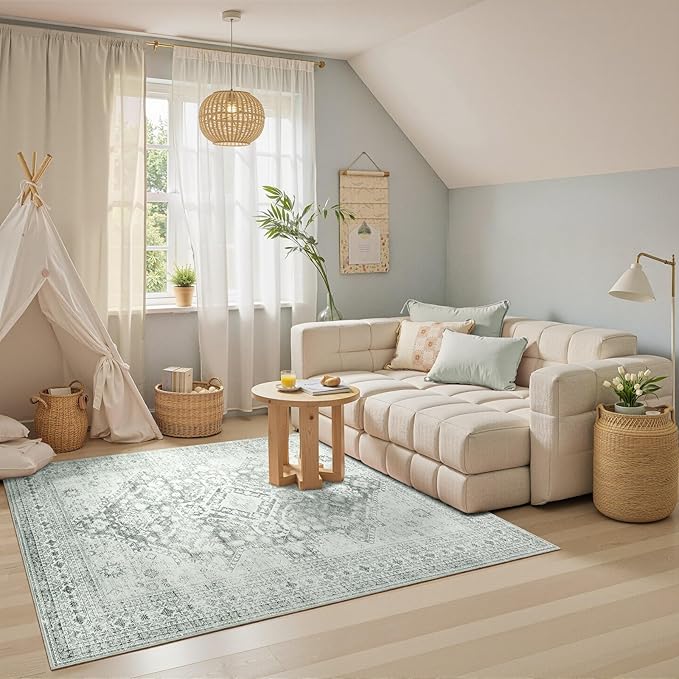Area Rugs 4x6,Boho Vintage Oriental Washable Rugs,Collapsible Area Rug for Bedroom, Entryway, Kitchen, Bathroom