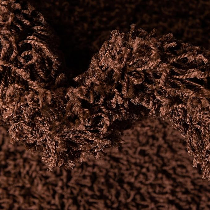 Unique Loom Solid Shag Collection Area Rug (5' 3" Round, Chocolate Brown)