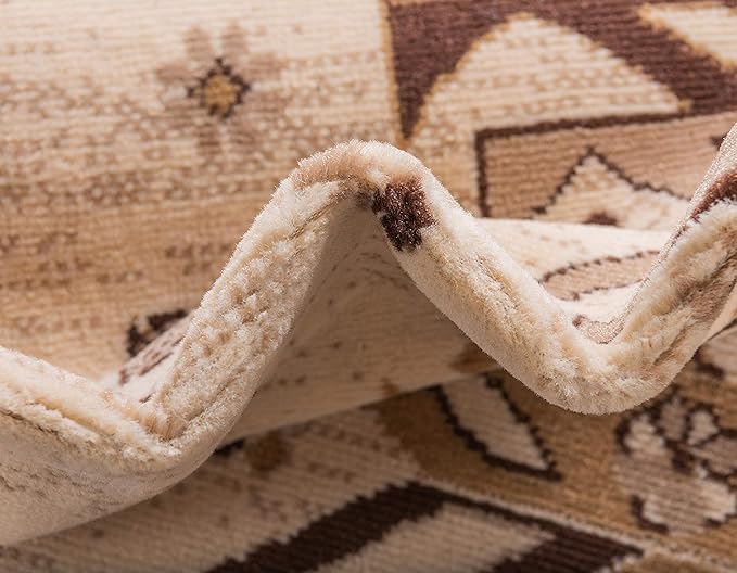 Unique Loom Taftan Collection Border Geometric Tribal Inspired Design Area Rug (2' 7 x 10' 0 Runner, Ivory/ Tan)