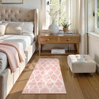 Lahome Moroccan Pink Bathroom Rug - 2x4 Runnr Rug Washable Kids Nursery Rugs Small Soft Girl Dorm Non-Slip Modern Throw Carpet Runner for Entryway Bedroom